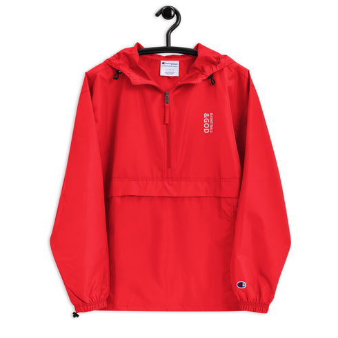 Basketball &God Vertical Embroidered Champion Packable Jacket